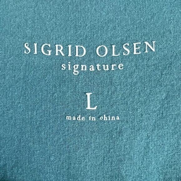 Sigrid Olsen Signature Womens Tunic Top L Teal Blue Bamboo Blend Relaxed Fit - Picture 4 of 6